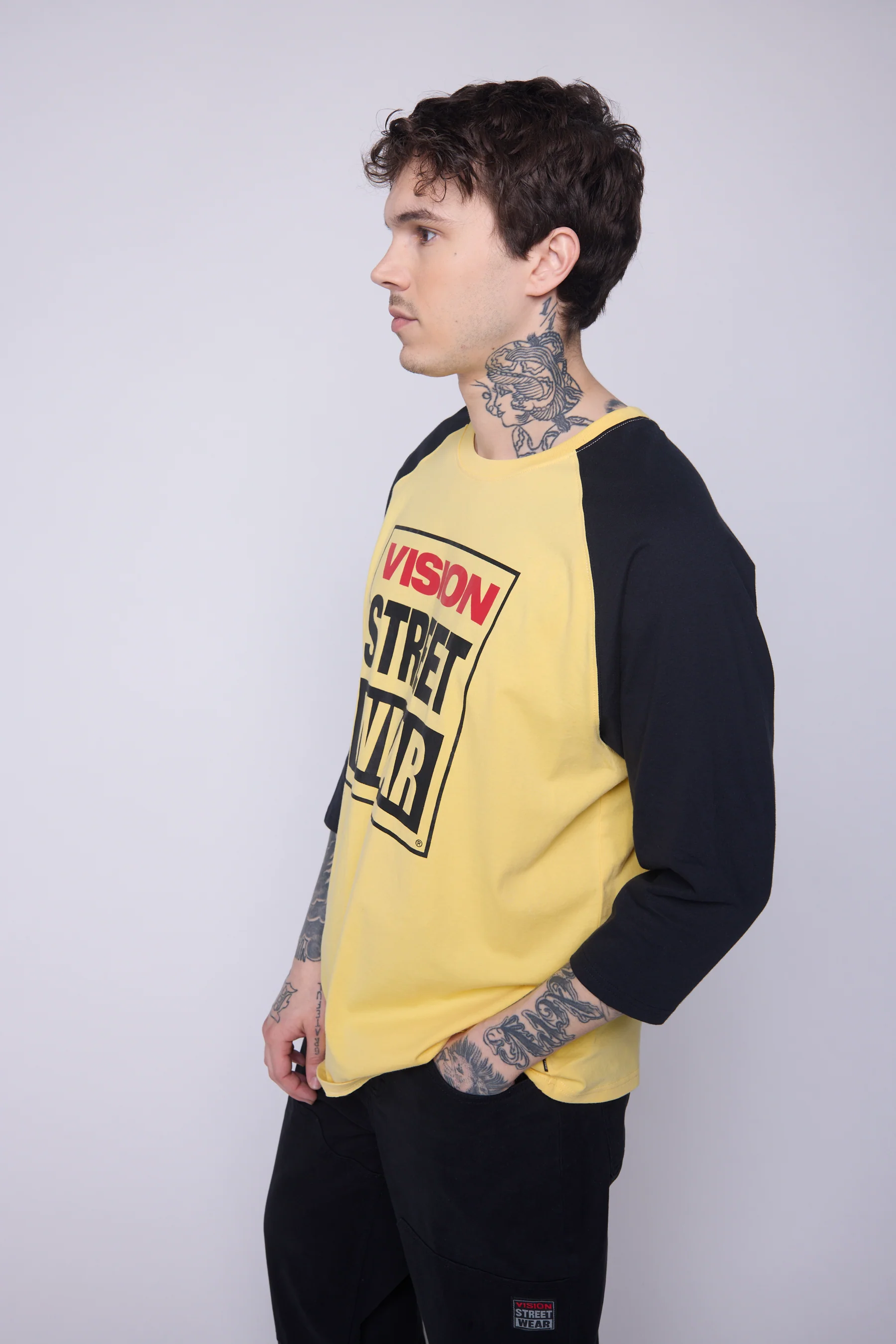 3/4 Raglan Sleeve Box Logo Print - Butter - Image 6
