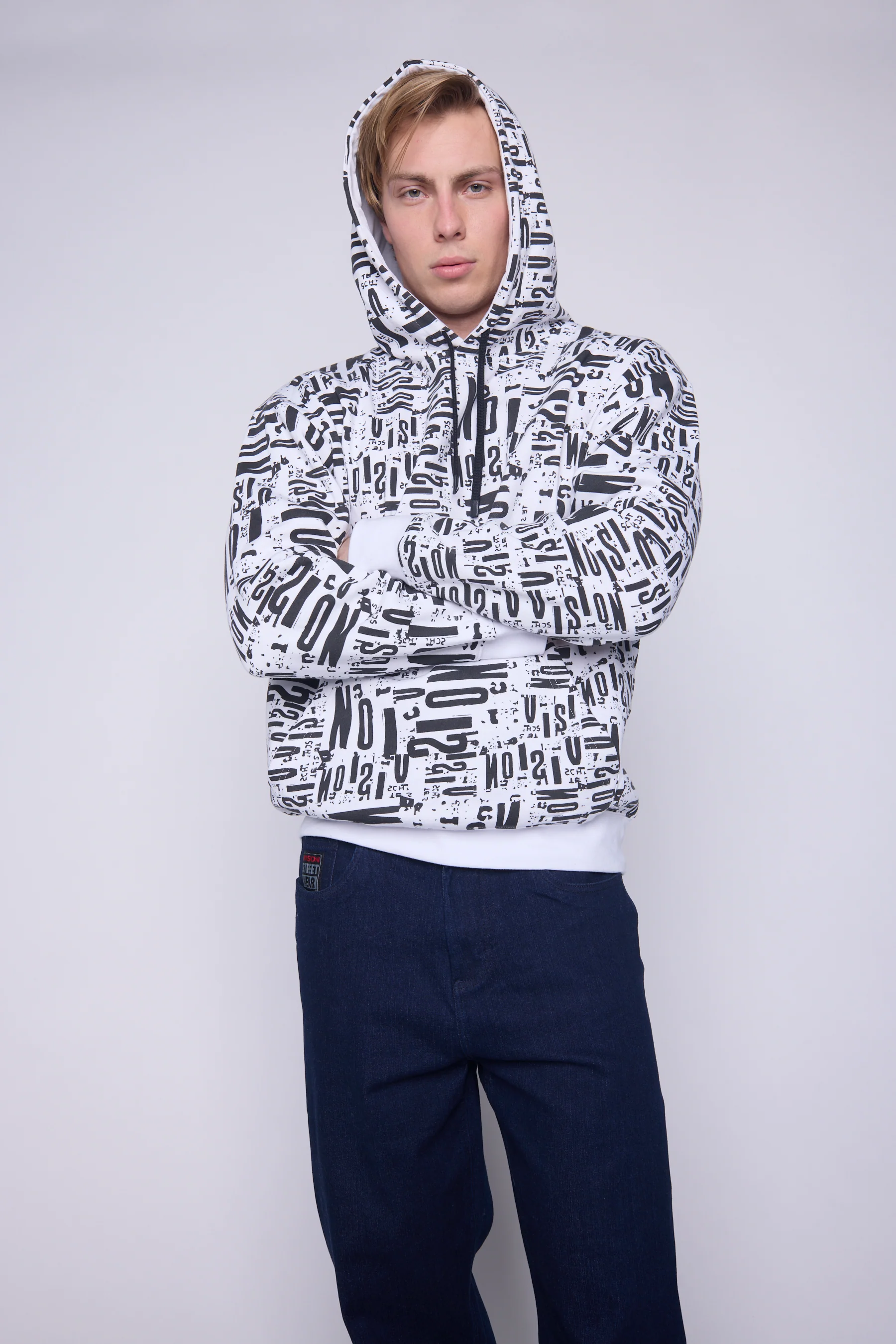 Aop Newspaper Hoodie - Ivory - Image 3