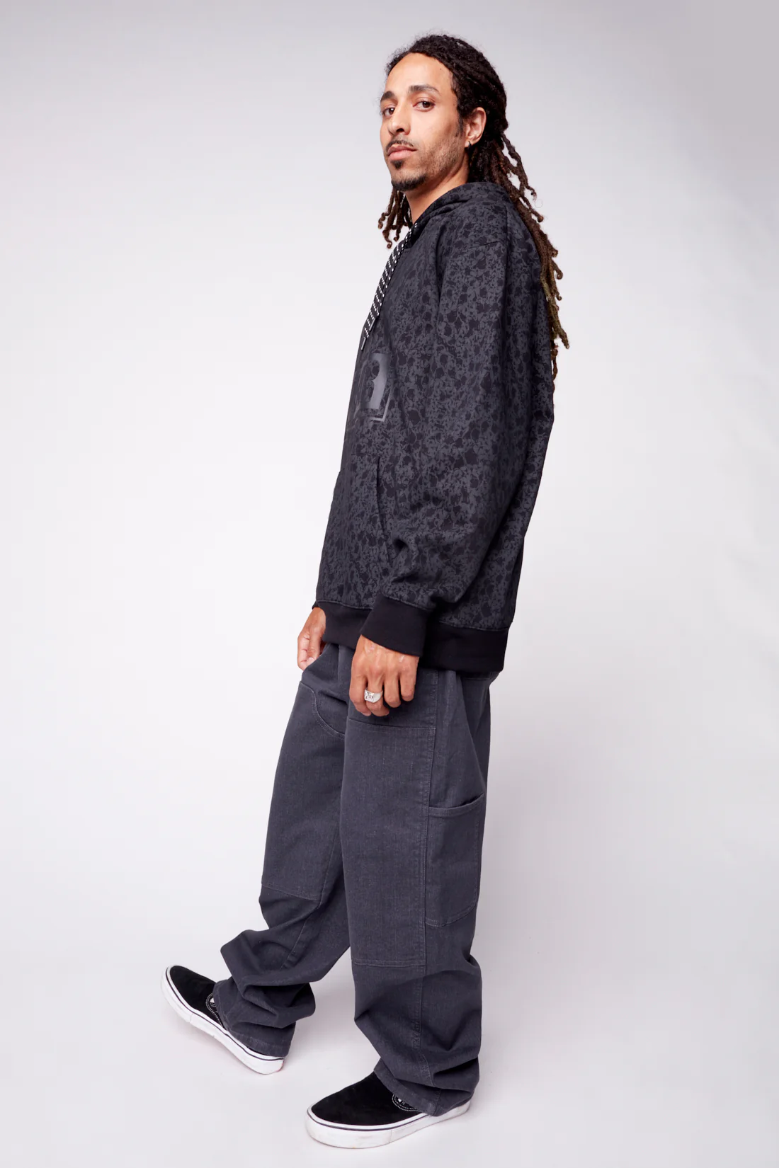 Aop Skull Logo Hoodie - Black - Image 5