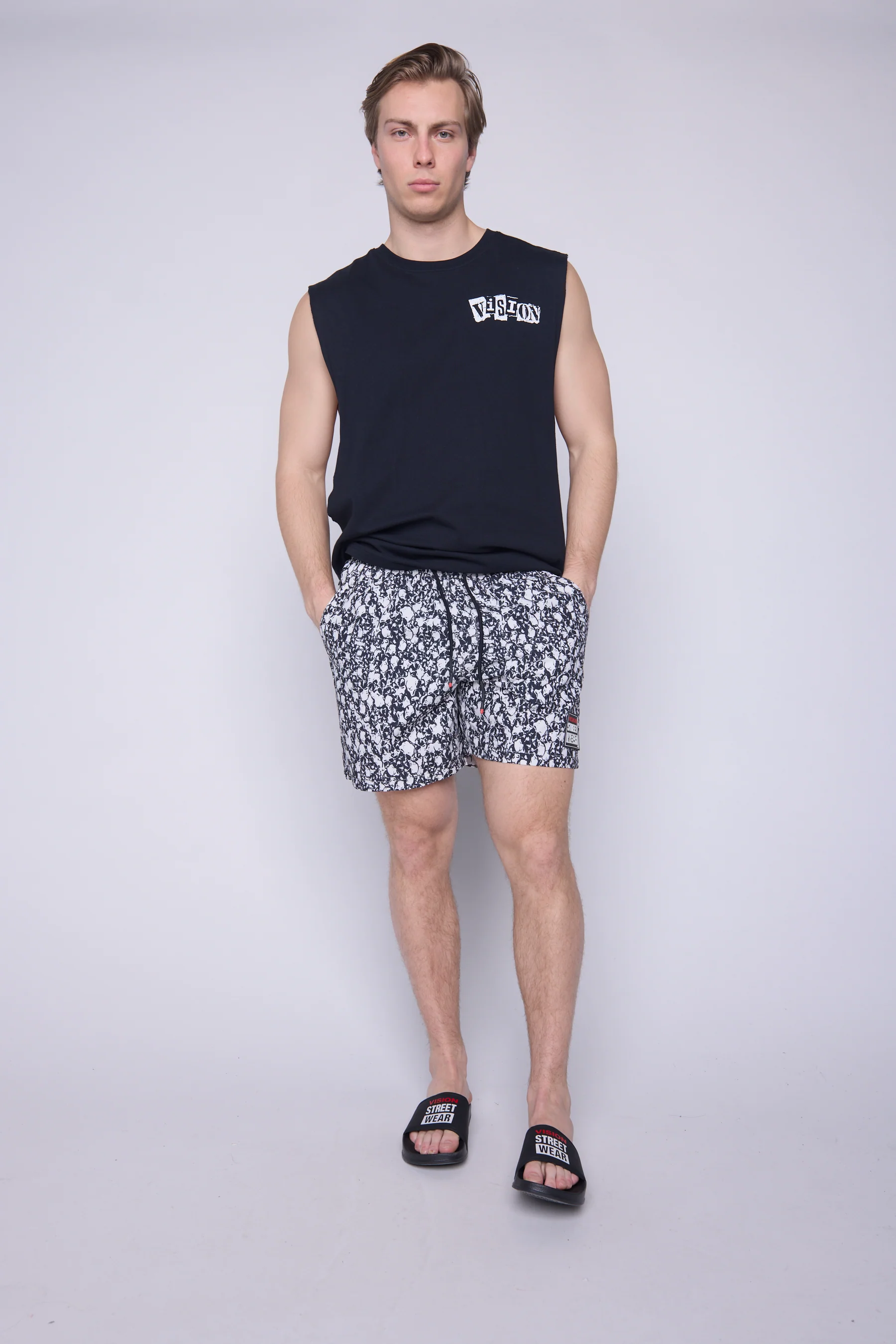 Aop Skull Swim Shorts - Ivory - Image 3