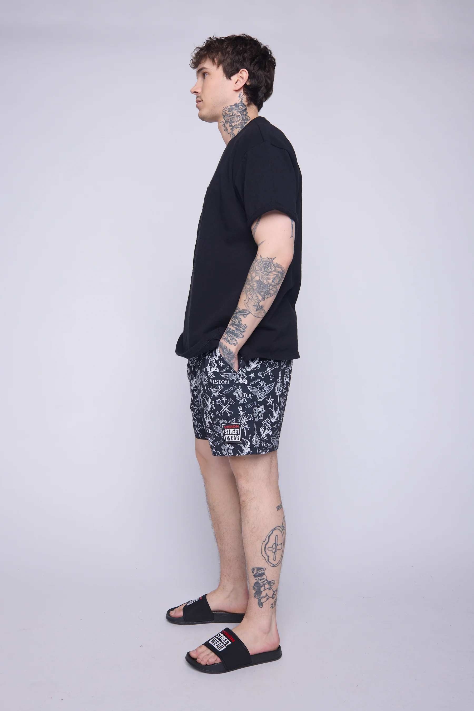 Aop Tattoo Swim Shorts - Black - Image 3