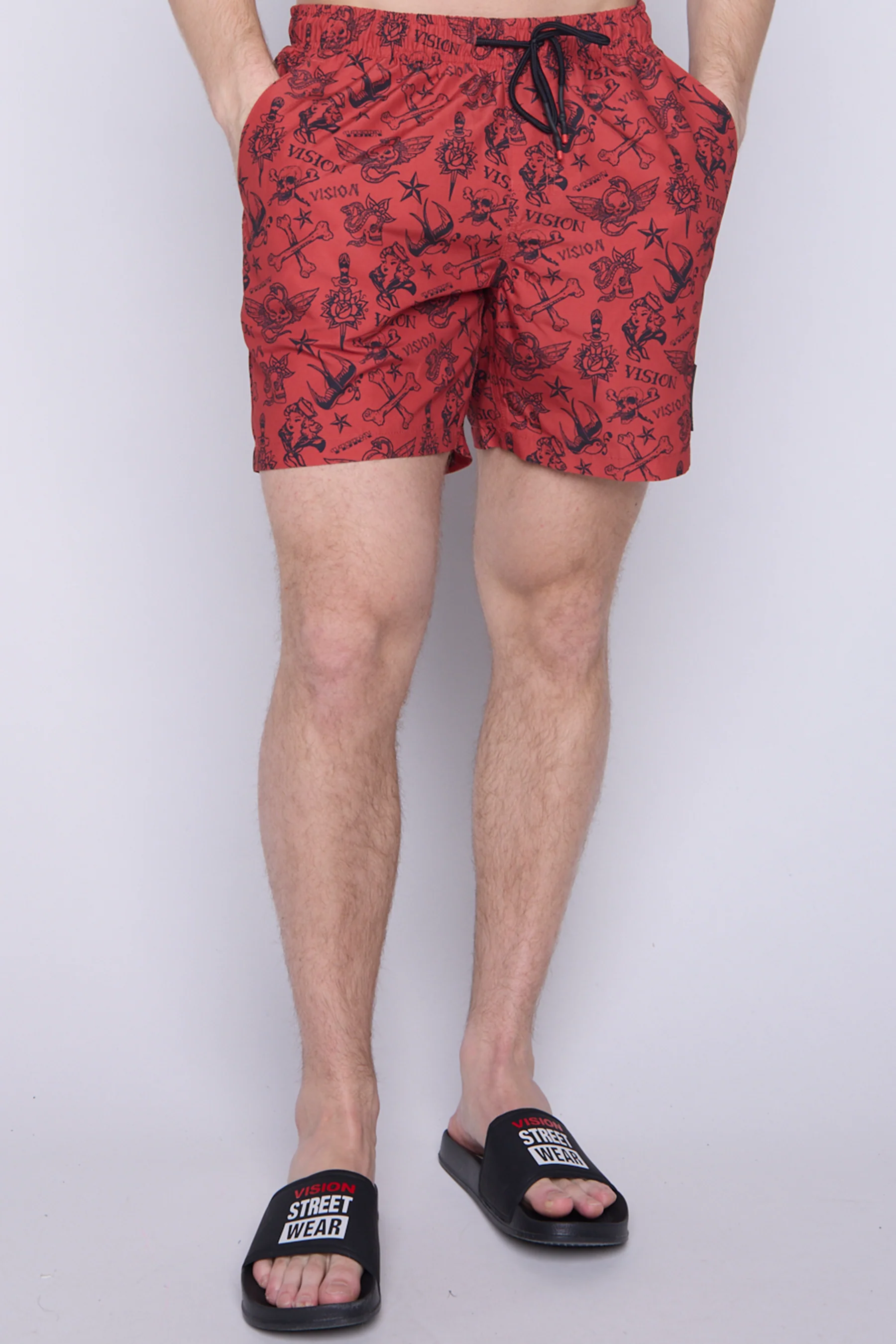 Aop Tattoo Swim Shorts - Red - Image 3