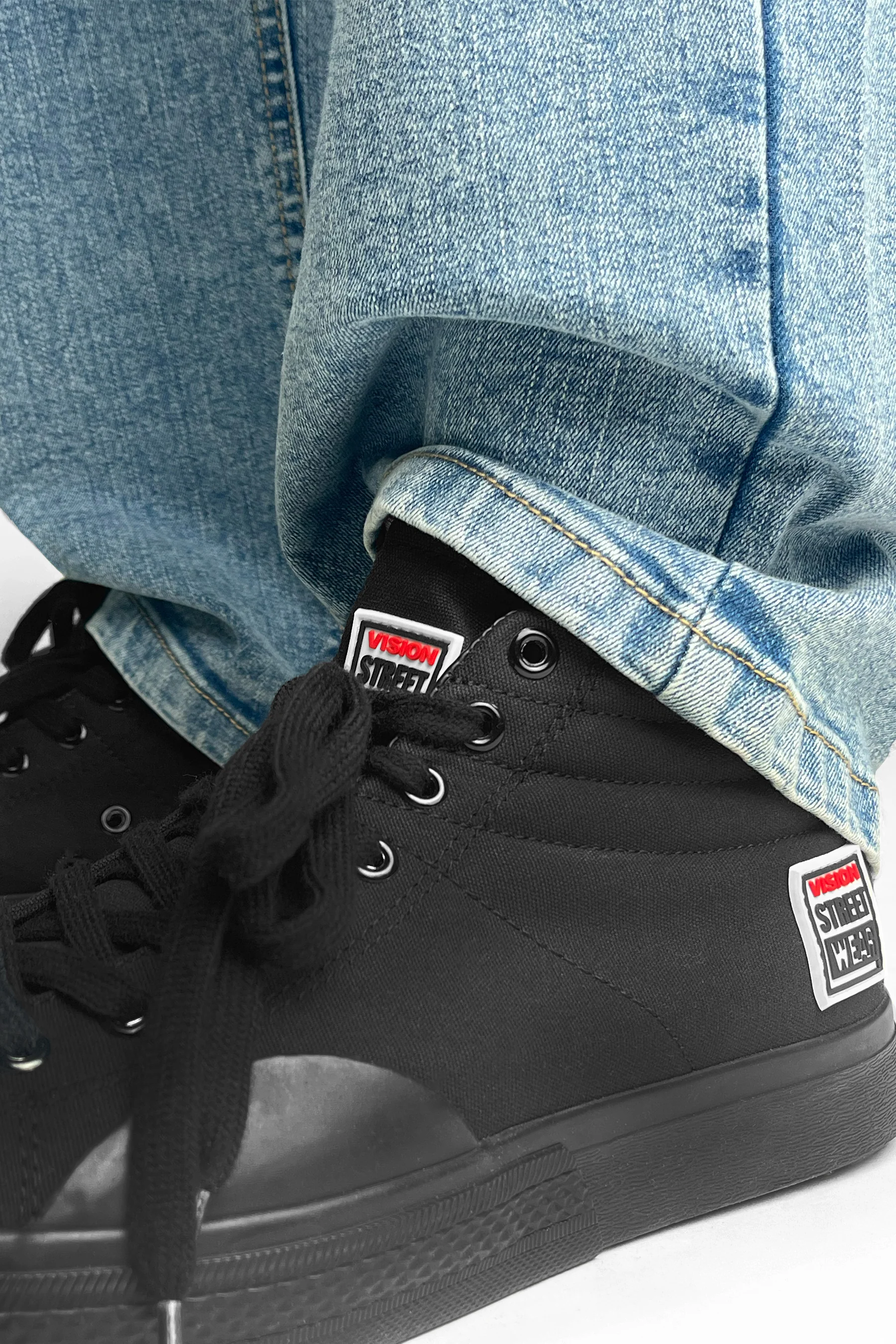 CANVAS HIGH TOP SNEAKERS - BLACK - Image 6