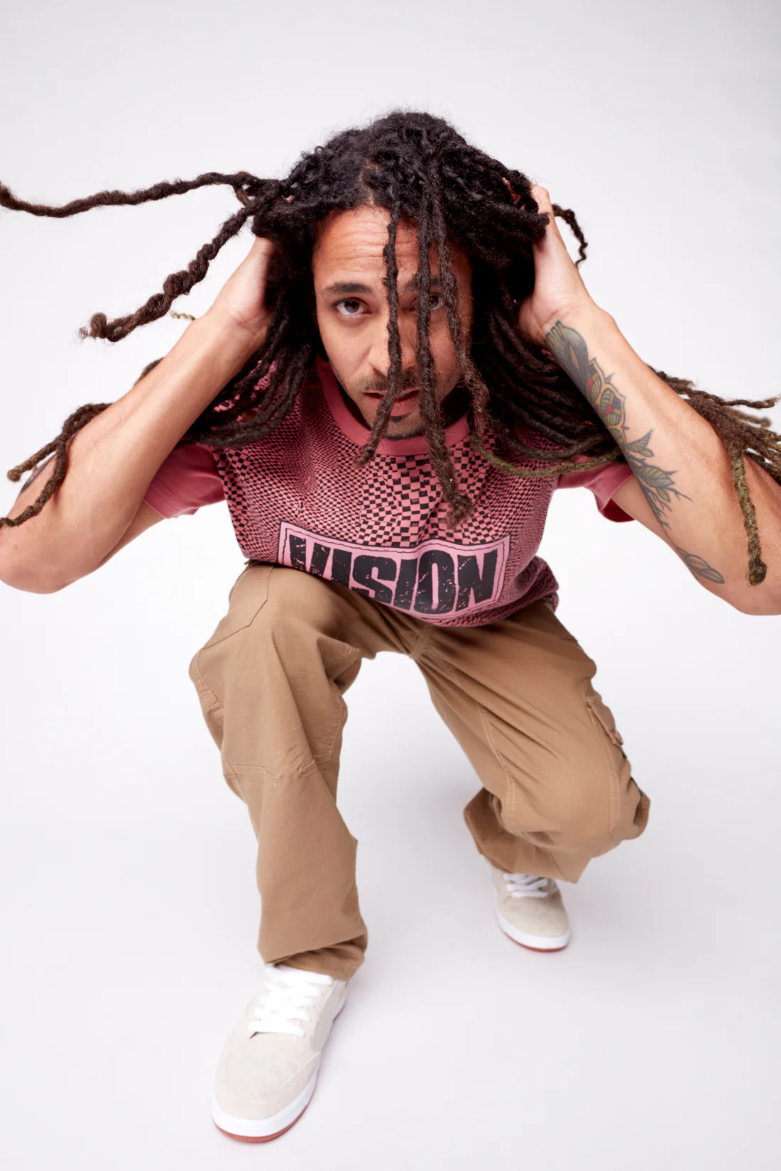 Broken Check T-Shirt - Dusty Rose - Image 6