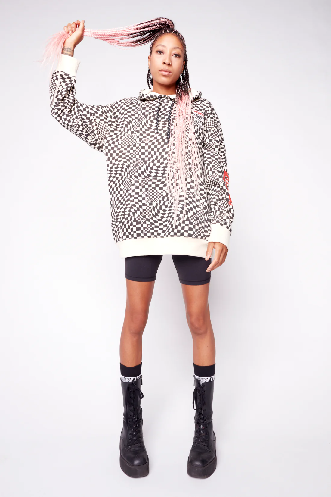 Broken Checks Hoodie - Bone - Image 4