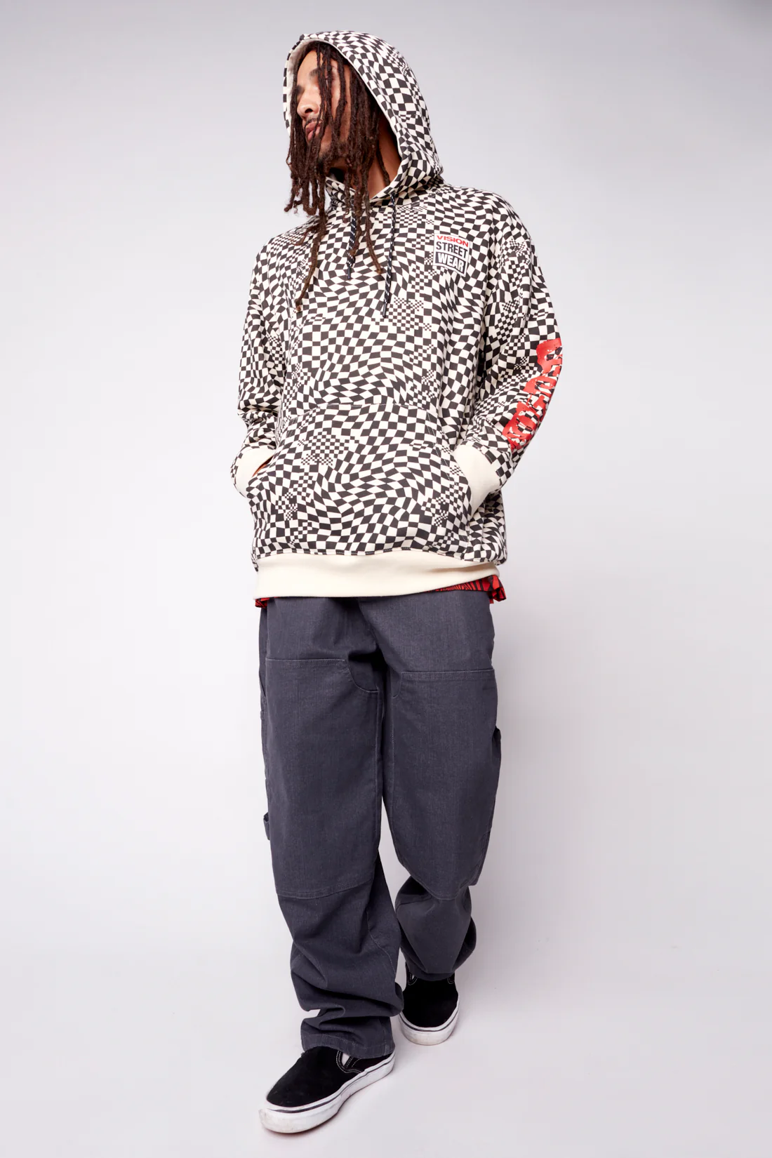 Broken Checks Hoodie - Bone - Image 5