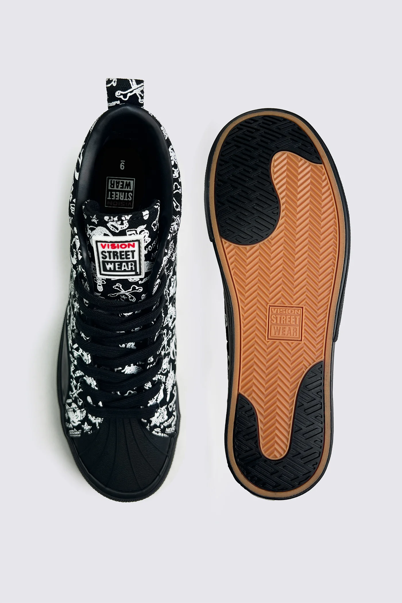 Canvas High Top Sneakers - Black Tattoo AOP - Image 3