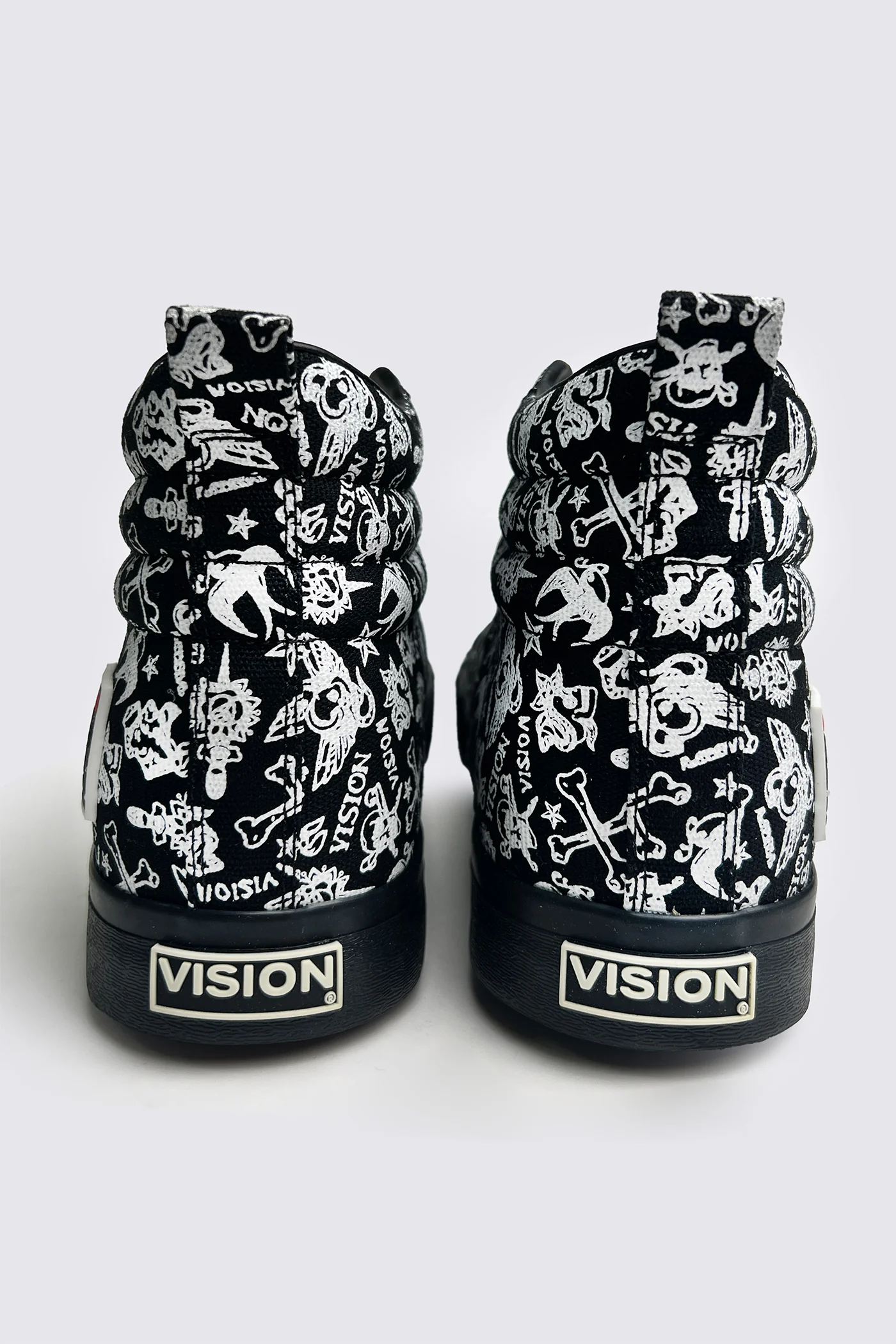 Canvas High Top Sneakers - Black Tattoo AOP - Image 4