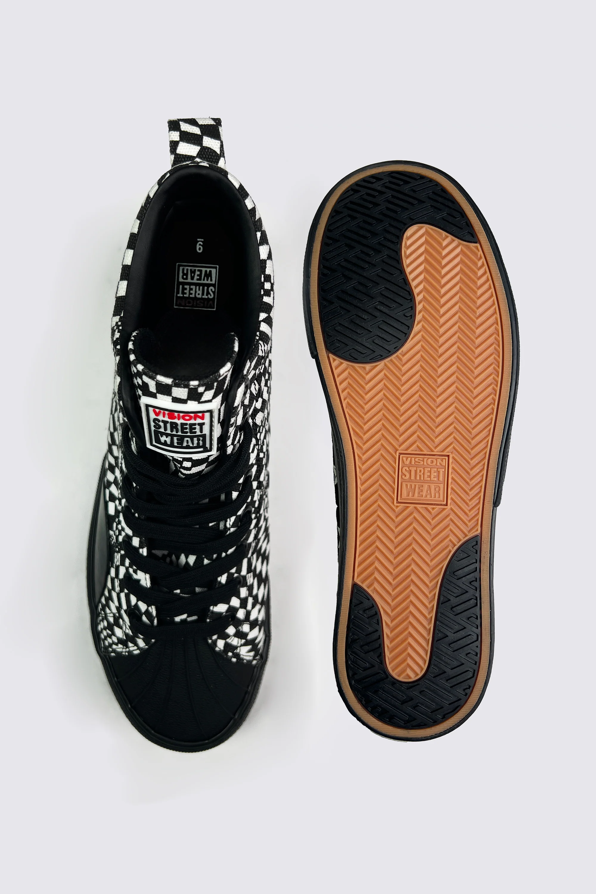 Canvas High Top Sneakers - Black Broken Check - Image 3