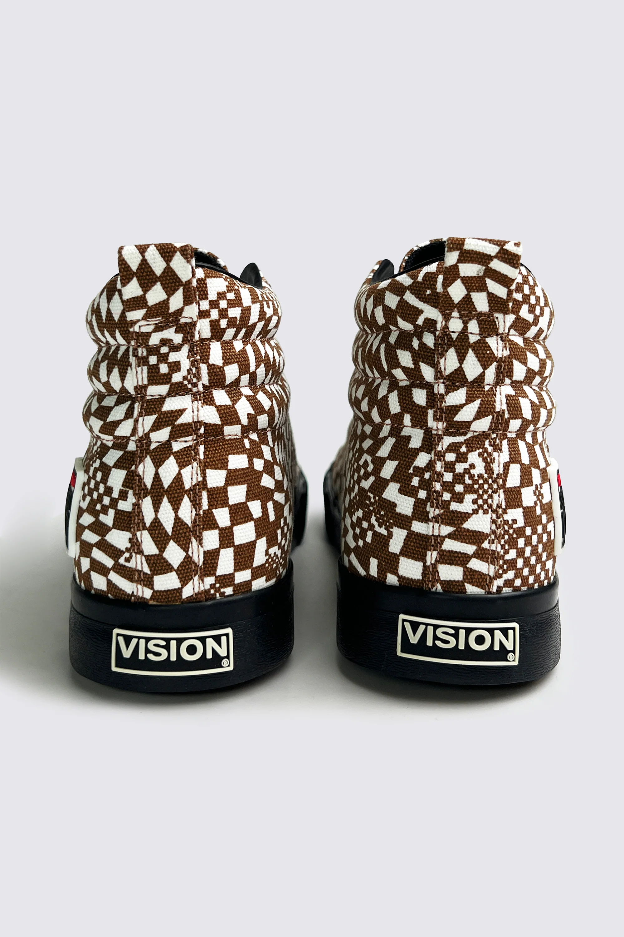 Canvas High Top Sneakers - Brown Broken Check - Image 3