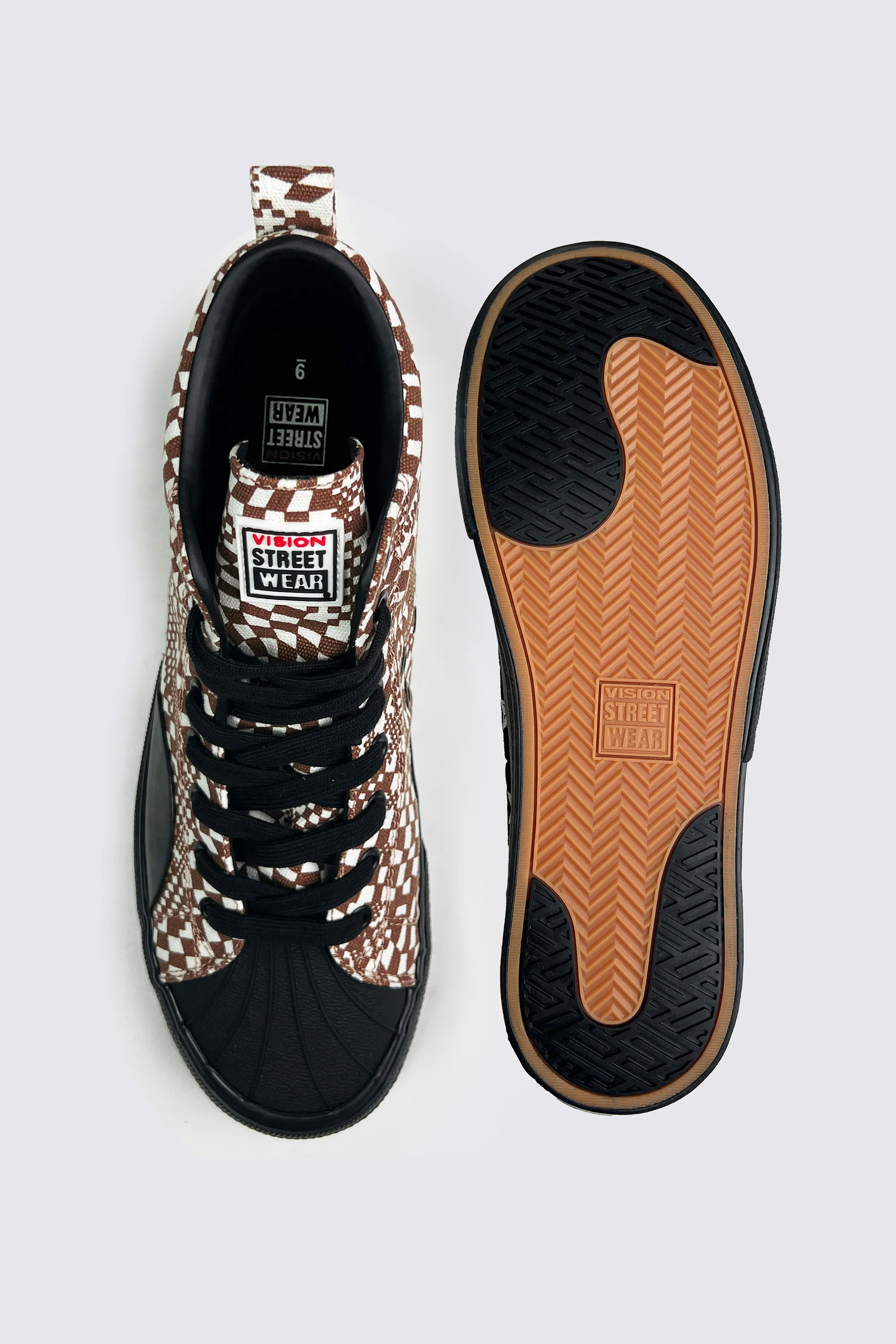 Canvas High Top Sneakers - Brown Broken Check - Image 4