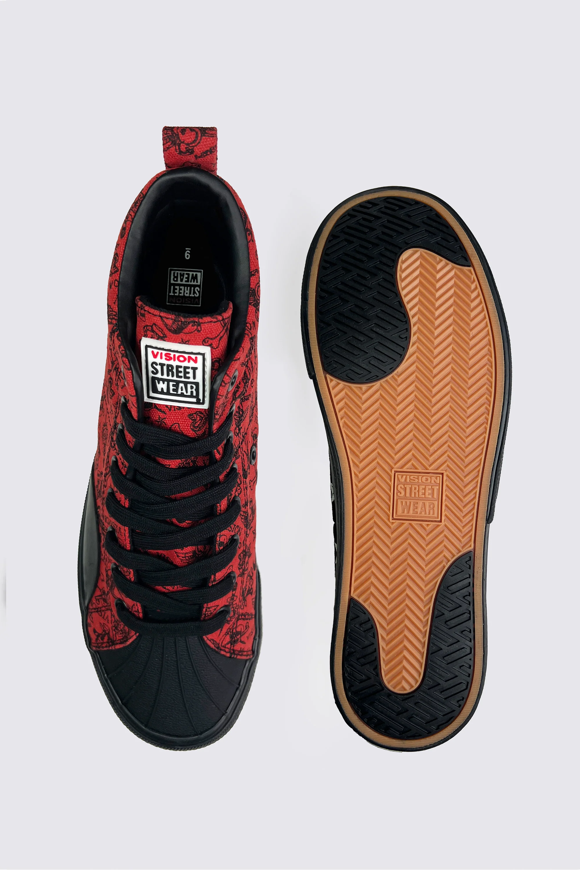 Canvas High Top Sneakers - Red Tattoo AOP - Image 3