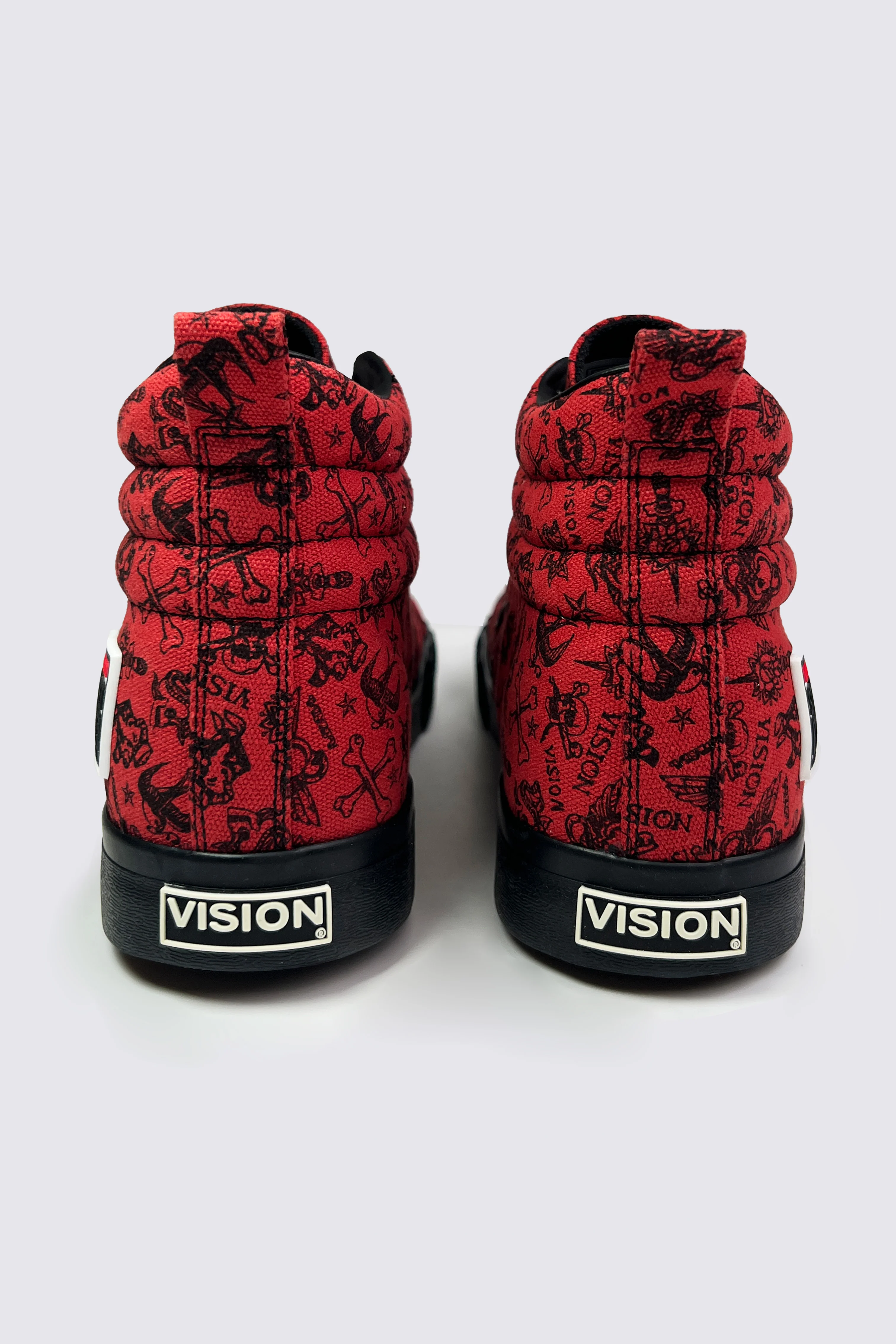 Canvas High Top Sneakers - Red Tattoo AOP - Image 4