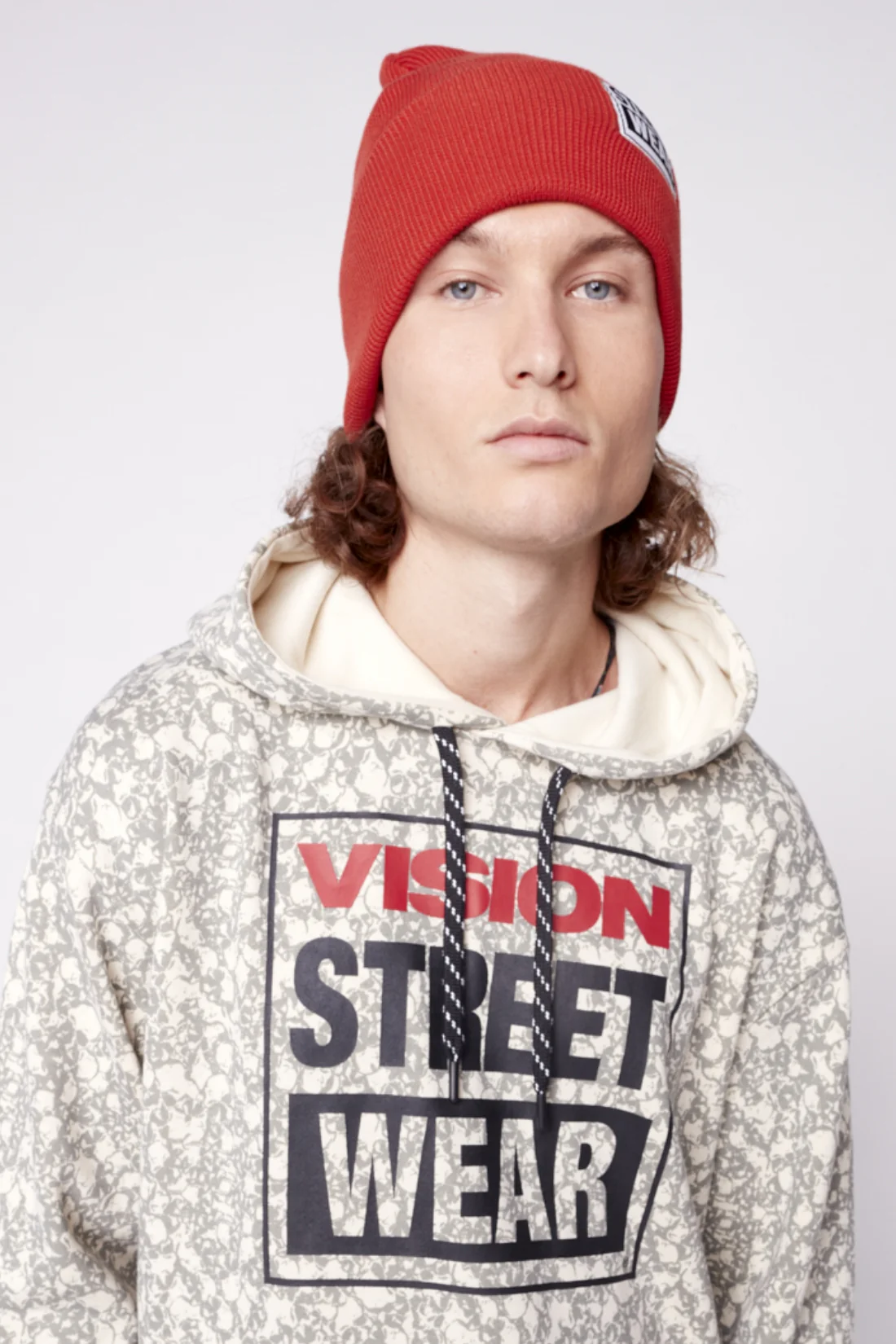 Cuffed Beanie With Large Logo Patch - Red - Image 3