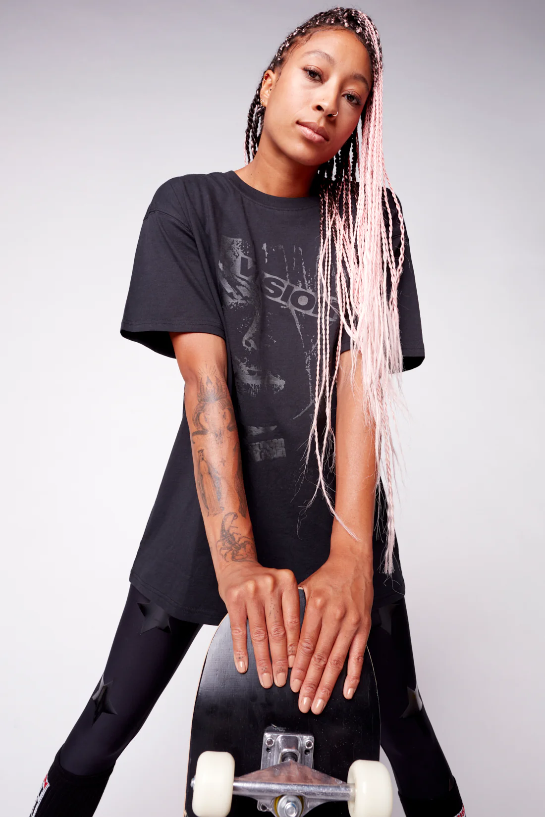 Face Print Logo T-Shirt - Black - Image 4