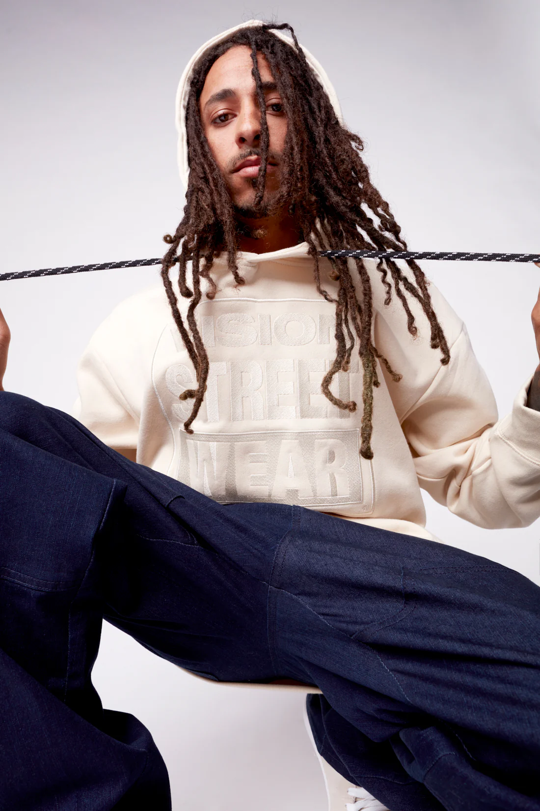 Front Embroided Logo Hoodie - Bone - Image 4