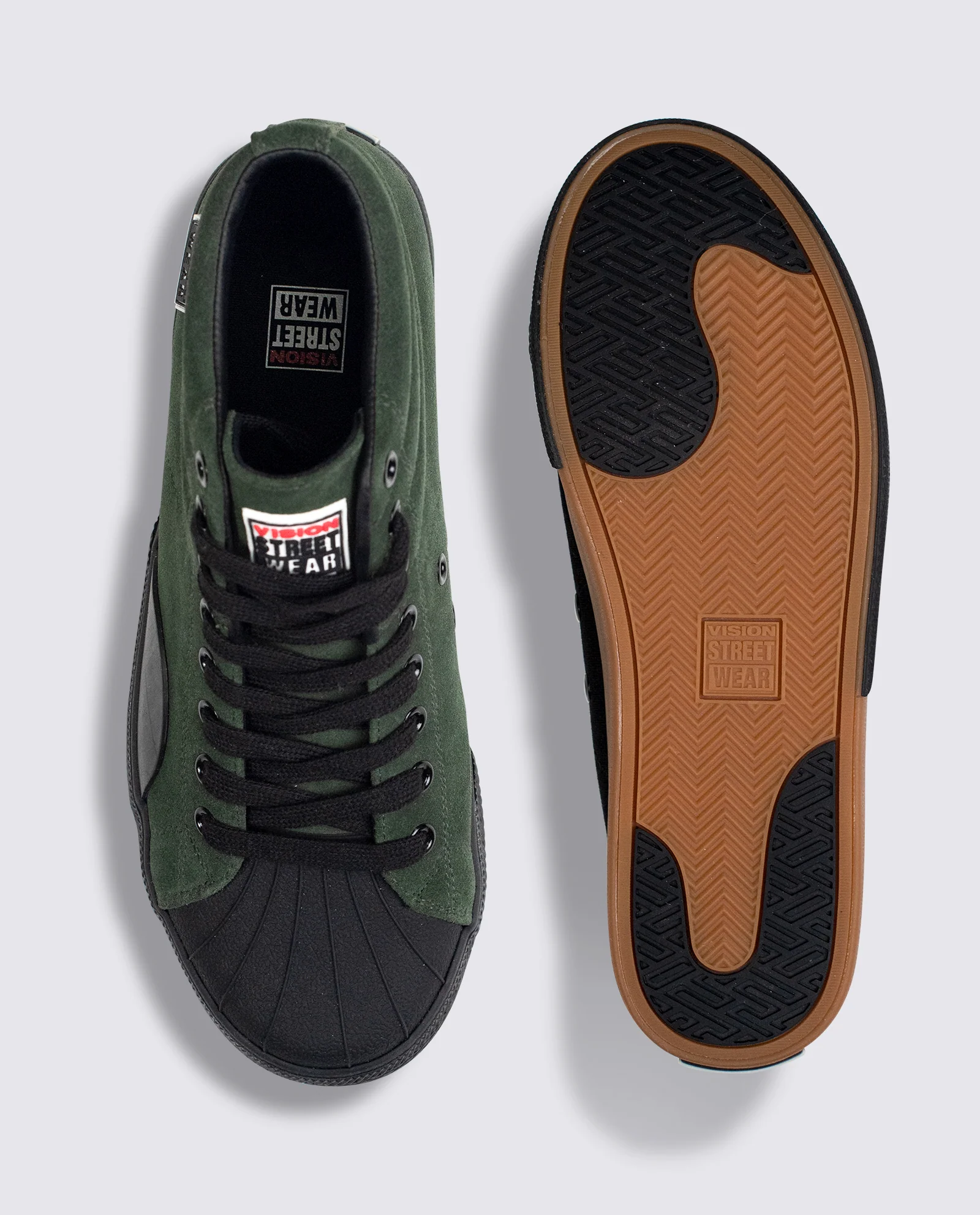 LEATHER SUEDE HIGH TOP SNEAKERS – ARMY - Image 4