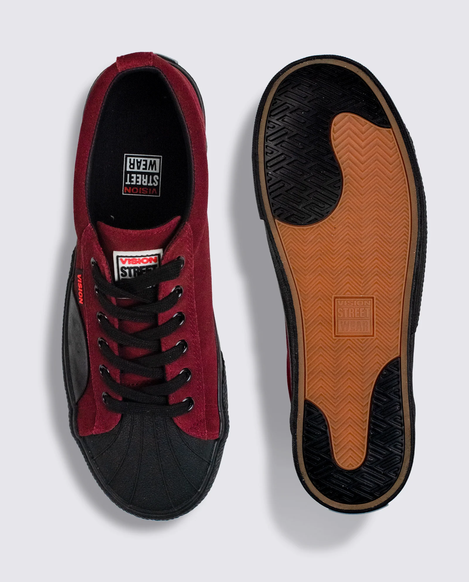 Leather Suede Low Top Sneakers Oxblood - Image 4