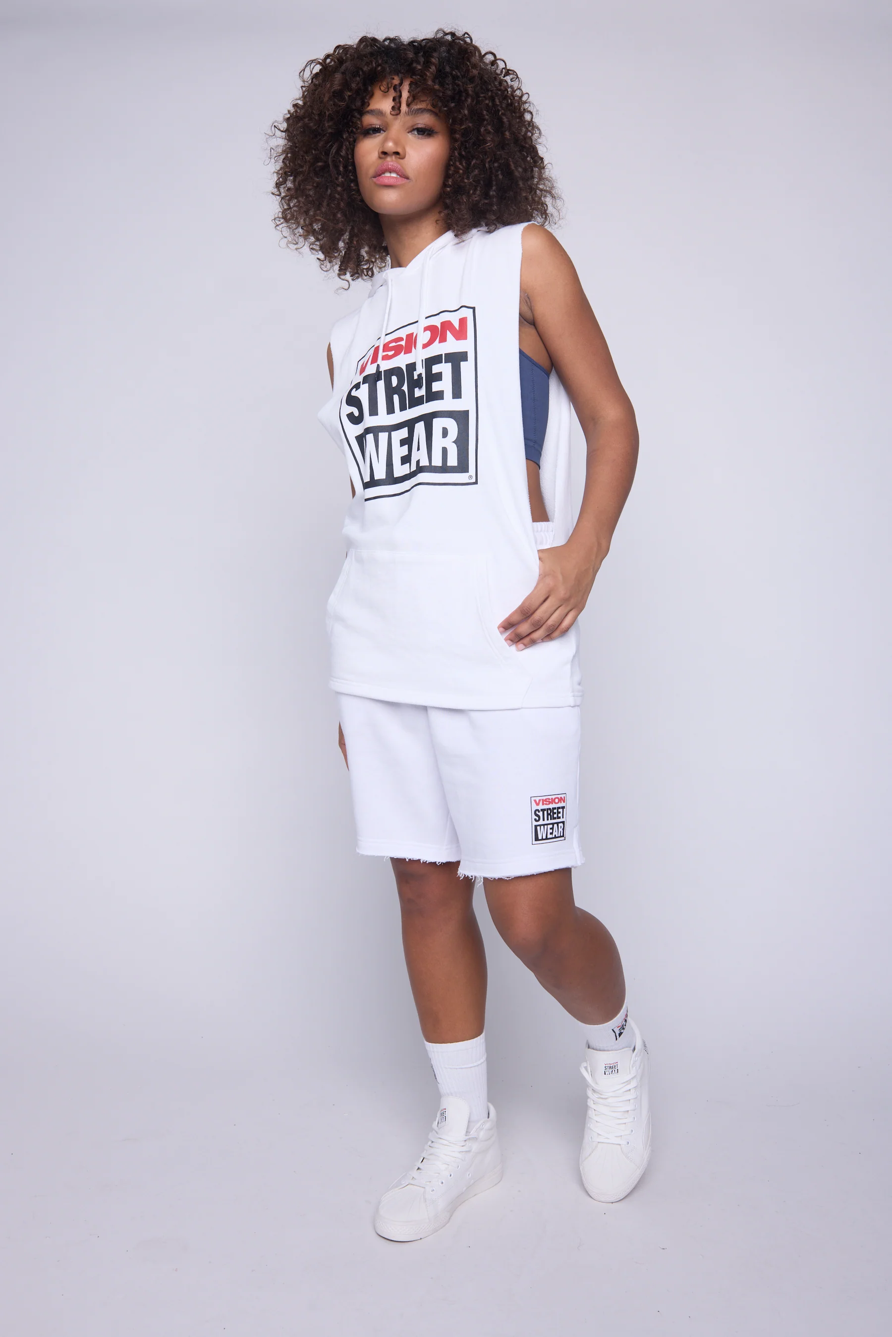 Raw Edge Printed Box Shorts - Ivory - Image 4