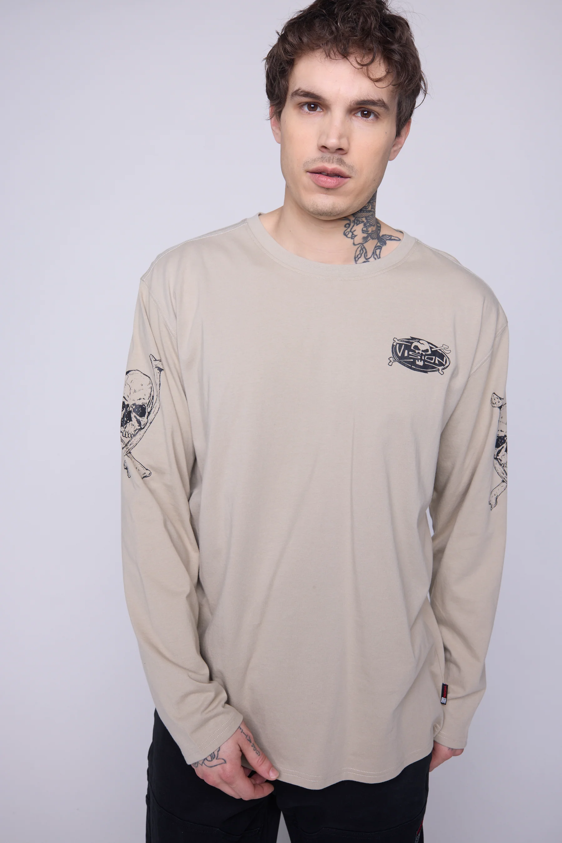 Skull Bone Print Long Sleeves - Mushroom - Image 4