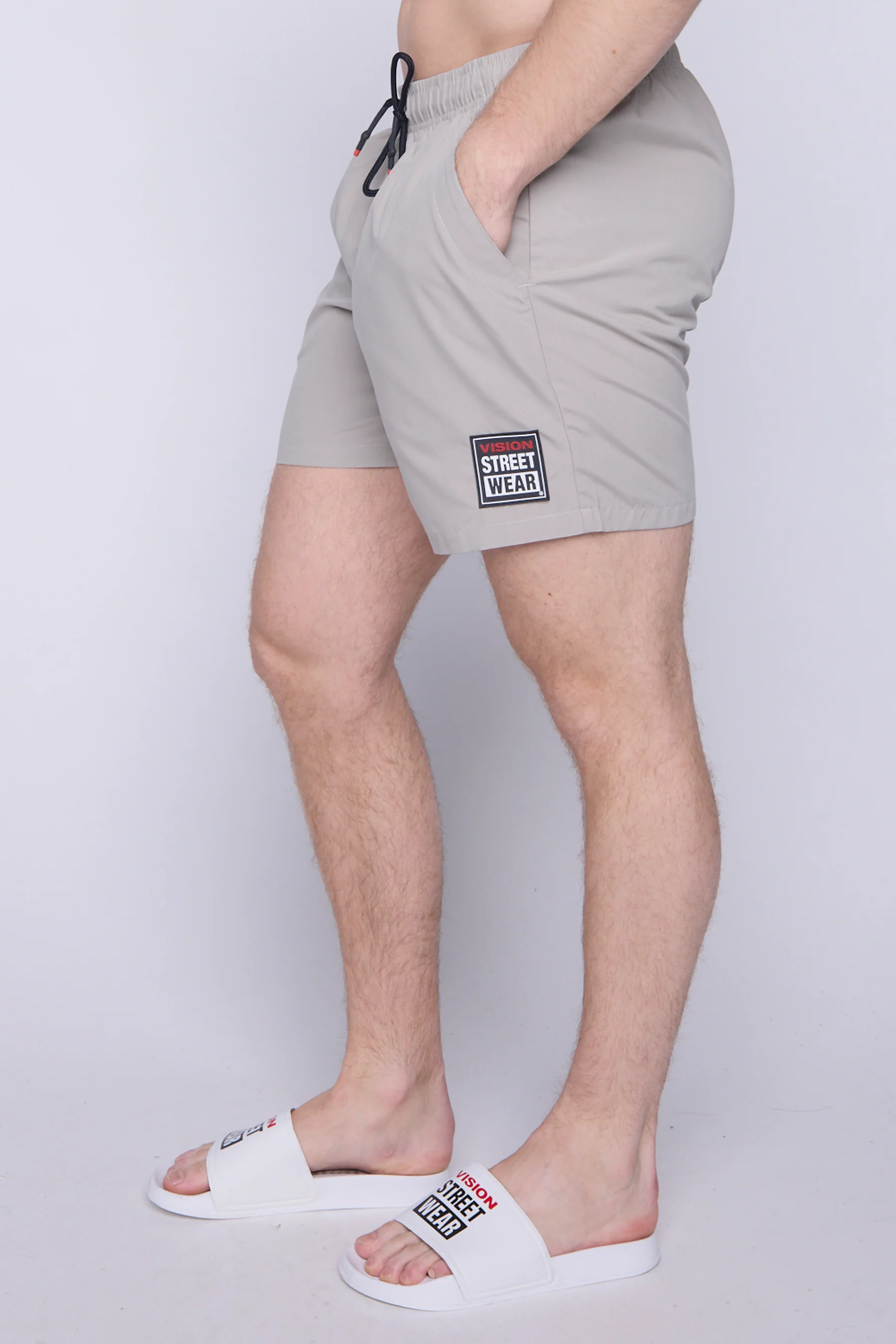 Solid Swim Shorts - Mushroom - Image 3