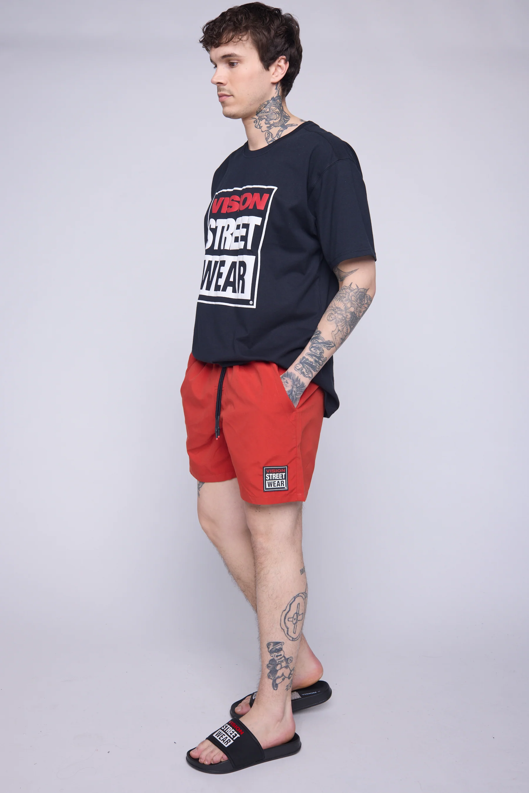 Solid Swim Shorts - Red - Image 3